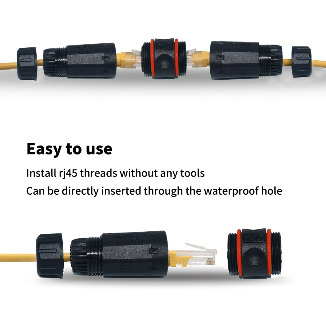 High Quality RJ45 Connector Cat5e Network Jack 8pin Cable Connector IP68 Waterproof Connector for Outdoor