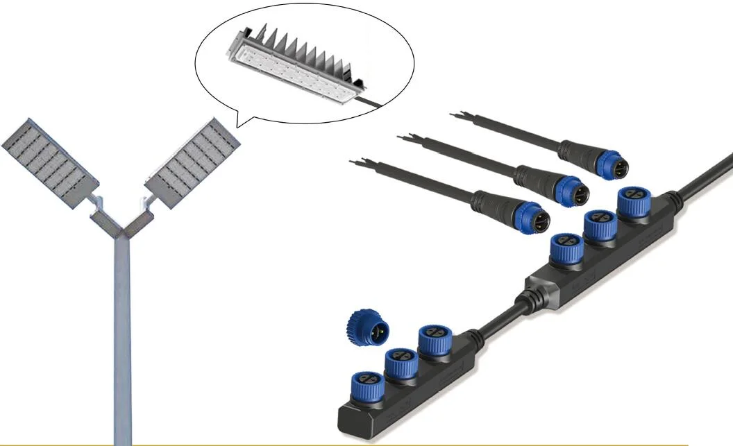 2 Pin Waterproof M15 F Type Connector for Street Lighting