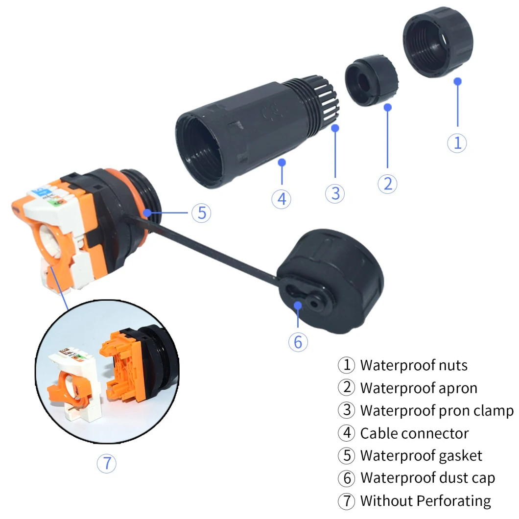 Yxy Outdoor IP68 IP67 Wire Cable Panel Mount 8pin Waterproof Connector RJ45 CAT6A Cat5e