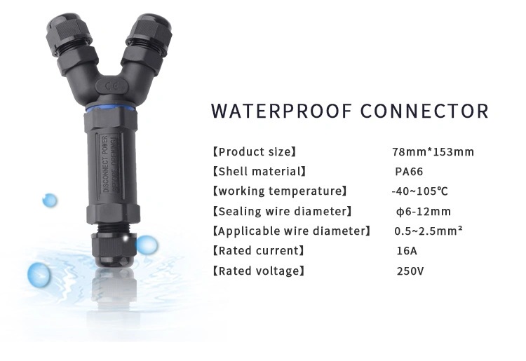 LED IP68 Connector 5-Way 5-Core Y-Type Wire Plug Waterproof Cable Wiring Terminal Block Quick Outdoor Waterproof Cable Connector