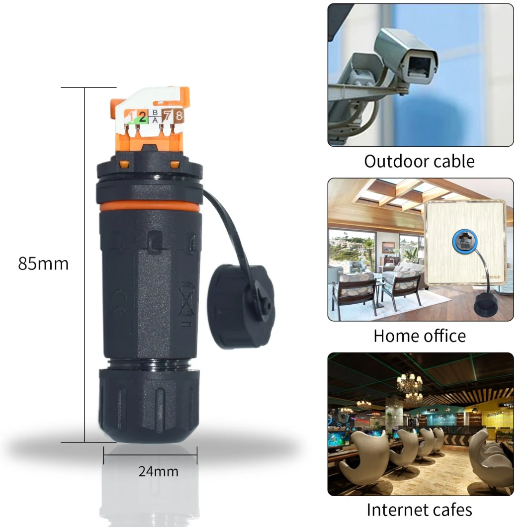 Yxy Outdoor IP68 IP67 Wire Cable Panel Mount 8pin RJ45 CAT6A CAT6 Cat5e Waterproof Connector