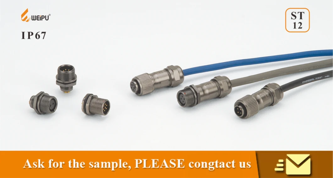 Weipu St1210 2 3 4 5 6 7 9 Pins Solder IP67 Waterproof Metal Female Plug Circular Connector