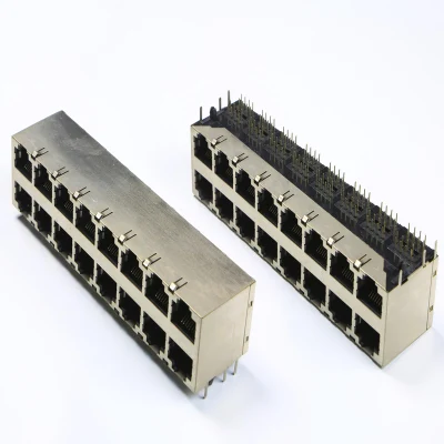 Connecteur RJ45 à deux ports 2X8 avec certificat UL