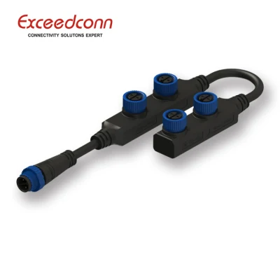 Connecteur femelle LED étanche en forme de F 2 broches 1 en 4 sorties